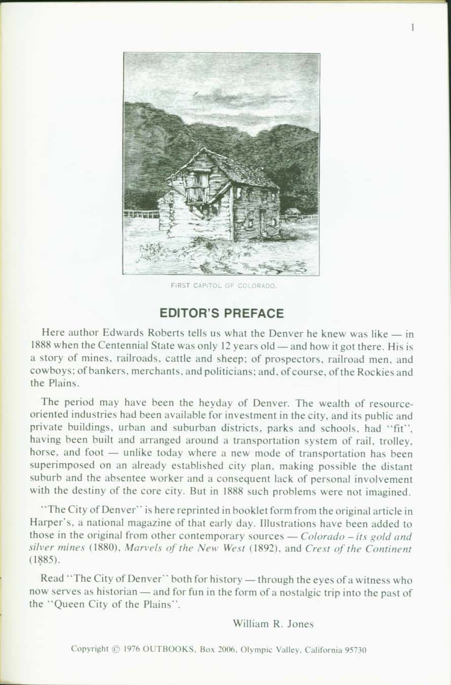 THE CITY OF DENVER, 1888: an early history of "The Queen City of the Plains". vist0006a